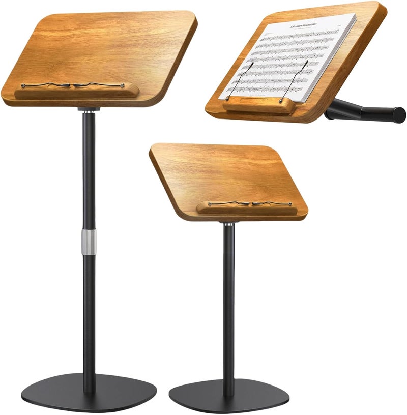 NAMON 2-in-1 Dual-Use Music Stand & Tabletop Stand, Heavy Duty Solid Wooden Music Stand for Sheet Music, Adjustable Height & Angle, With Page Paper Clip, Ideal for Violin Guitar Piano Players - Image 1